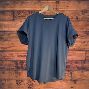 5 for $25🔥24/7‎ Maurices Cuffed Sleeve Blue Shirt 0X (XL)